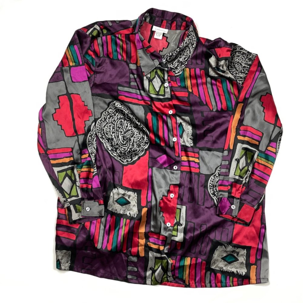 90s Fresh Prince Colorful L/S Button-Front Shirt